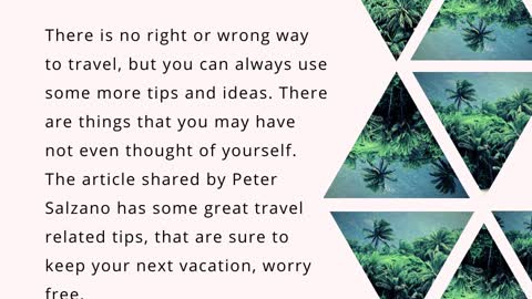 Peter Salzano - Learn How To Plan A Trip Properly