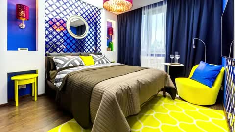 Best Design interior YellowColor With White - Green- Blue - Gray And Other Colors.