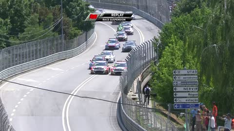 Race car crash in the streets of Vila Real Portugal