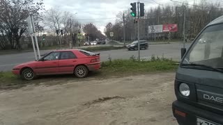 Tank Plows into Oncoming Traffic