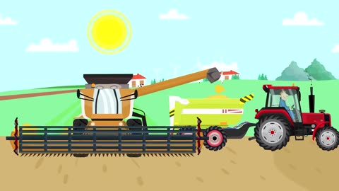 Farm work - Combine Harvester and Tractor They work hard | Fairy tale about Farmers