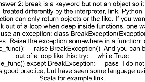 Python Returning a break statement