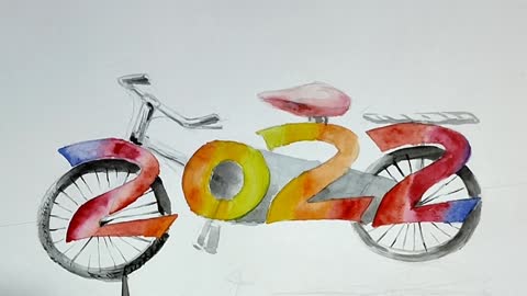 ,!! Happy New Year 2022 Watercolor painting🎨🎨