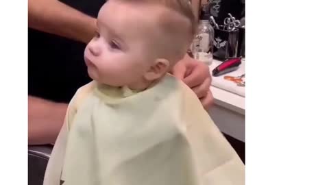 A Baby is Going to Hair cut | When baby is seing him to mirror | What His reaction after cut | 😍😍