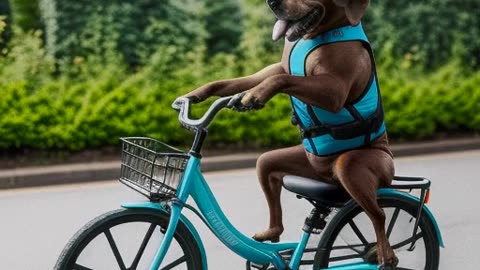 cat dog kids riding bike and a cow on the road on stable diffusion