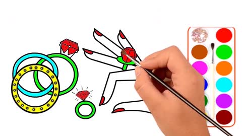 Drawing and Coloring for Kids - How to Draw Diamond Rings