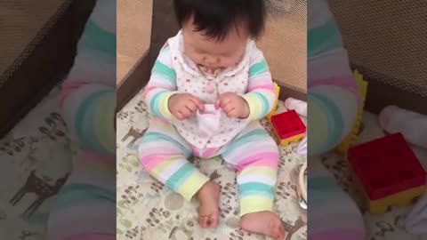 Funny baby and laugh