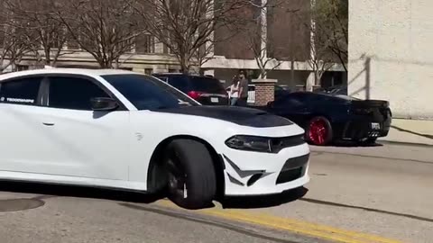 This hellcat WENT CRAZY at this car meet 😳🏎 BIGGEST BURNOUT 💨