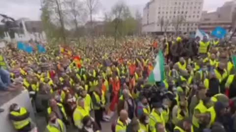 TRUCKERS hit the streets in Madrid, Spain against GAS prices