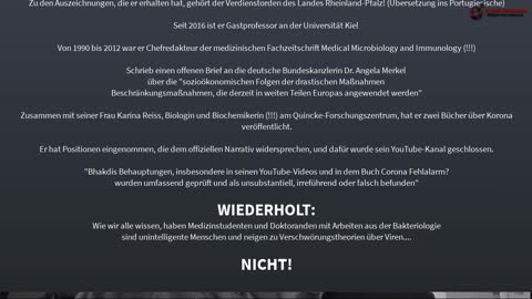 AMAZING - Dr. Bhakdi sagt, die Einnahme Covid-Impfstoffen hilft, die Weltbevölkerung zu DIZIMIEREN!