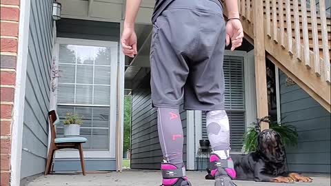 Handstand push up with 2.5lbs each ankle weights