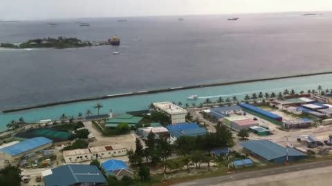 TakeOff at Male Airport with beautiful view above Male Maldives