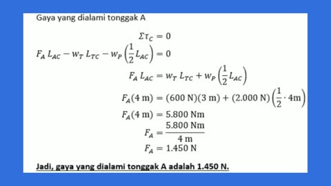 Sebuah tong bermassa 60 kg berdiri di tengah sebuah papan kayu bermassa 200 kg yang bertumpu pada