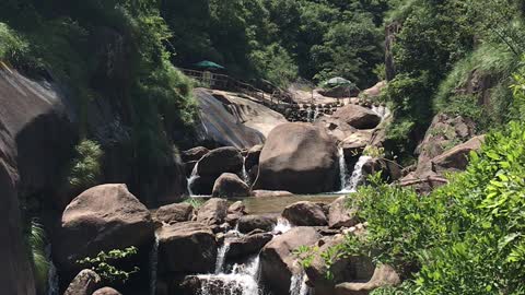 Beautiful waterfall from yellow mountain