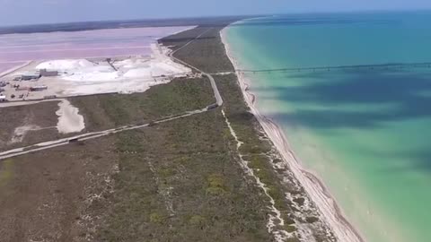 Crazy Pink Lakes In Yucatan Peninsula, Mexico