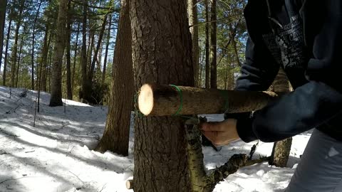 Solo Winter Bushcraft: Overnight in an Elevated Shelter--15