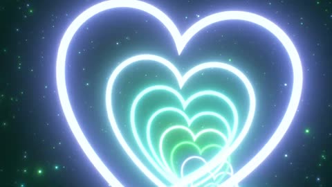 040. Spiral Sea Green Heart Tunnel Shape Glowing Fluorescent Neon Lights 4K