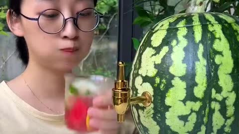 Meow 🍉Awesome Iced Watermelon Party Keg😍 _ Easy Summer Drinks _ Cat Cooking-TikTok #Shorts