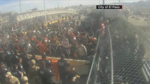 Large group in Mexico attempted mass entry into US at El Paso border, blocked by TX border patrol