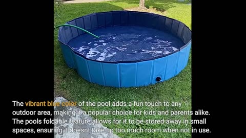 See Remarks: Foldable Kiddie Pool Hard Plastic Kids Pool, 63''x12'', Portable PVC Dog Swimming...