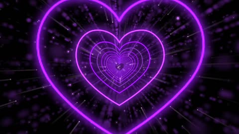 176. Neon Lights Love Heart Tunnel Background💜Purple Heart Background