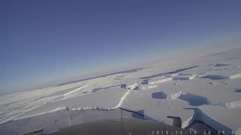 Flight Over a Rectangular Iceberg in the Antarctic