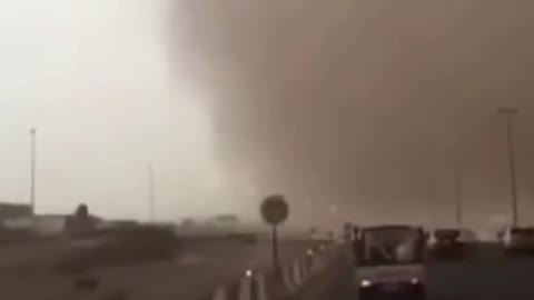 Driving into a sand storm