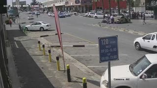 Unexpected Road Block Stops Motorcycle