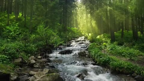 Nature river waterfall forest.