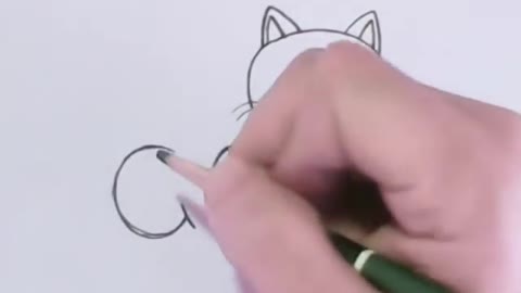 Easy turn Words Into a Cartoon Cat. Teaching step by step for beginners