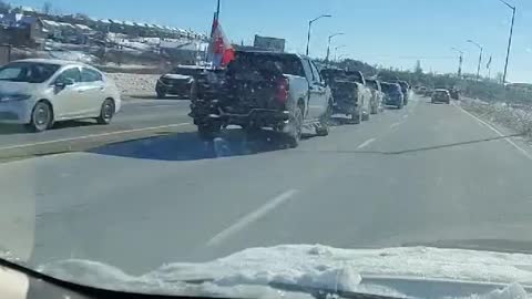 Freedom Convoy leaving Orangeville headed for Toronto