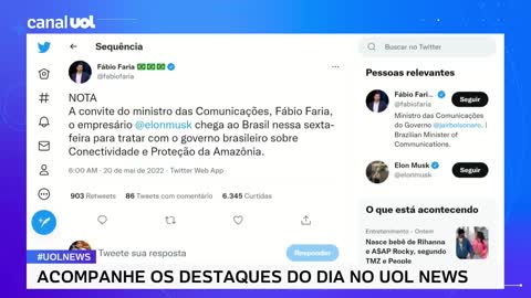 Elon Musk se reúne com Bolsonaro no Brasil; encontro com empresário irá tratar de Amazônia