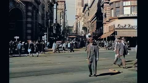 1940s - San francisco & Los Angeles in Color [60fps, Remastered] w_sound design added