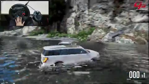 GTA 5 - Ford Expedition Towing Crash Ford Explorer at Waterfall - Realistic Offroading