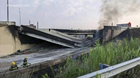 Portion of I-95 in Philadelphia collapses after tanker truck catches fire