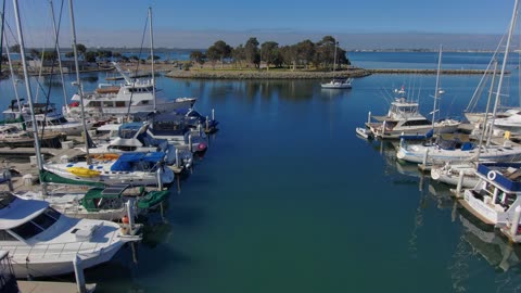 Returning To Chula Vista Harbor Raw 4K Skydio 2+ Drone Footage Docks Boats Sailboats Yachts, Part 1