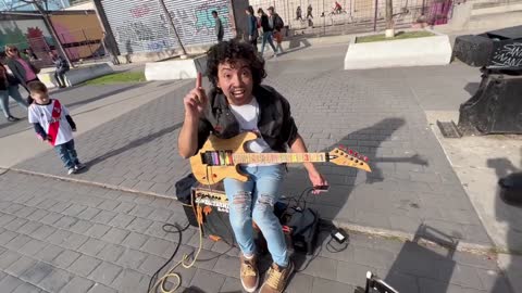 Amazing Thrash Metal On the Street Guitar Performance