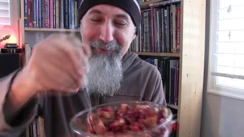 Pomegranate, Apple, Chocolate Fruit Salad - ASMR - Eating, Recipe, Cocoa/Cacao, Male, Soft-Spoken