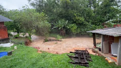 Brick Wall Falls into River