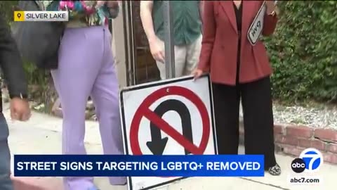 LA City Council members have removed "No U-Turn" traffic signs in a gay