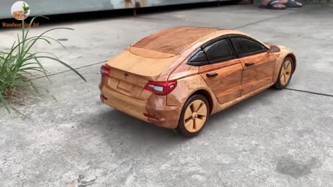 Wood Carving - Special Edition of the Tesla Model 3 - Woodworking Art