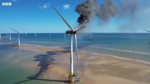 Wind turbine on fire