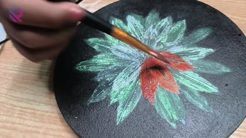 Flower painting / Leaf print painting / Leaf painting / How to do realistic flower painting