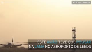 Avião pousa na lama no aeroporto de Leeds após tempestade de neve