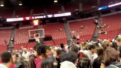 On UNLV's legendary Thomas & Mack floor in Las Vegas: post-game women's hoops fan meet & greet