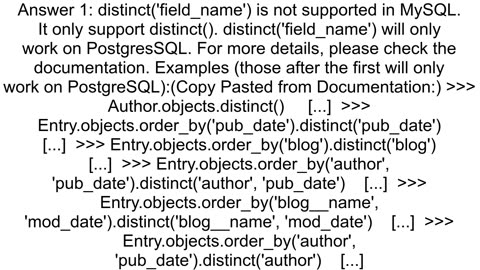 DISTINCT ON fields is not supported by this database backend