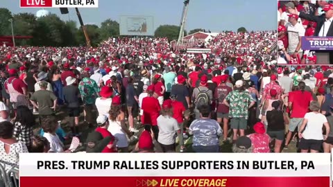 Gun Fire seems to appear at Trump Rally in Butler Pennsylvania Trump has Bloody ear