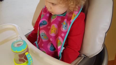 2-year Old Verbally Expresses A Range Of Emotions In Her High Chair