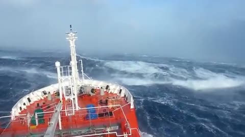 Majestic Ship Faces the Fury of the Storm at Sea.