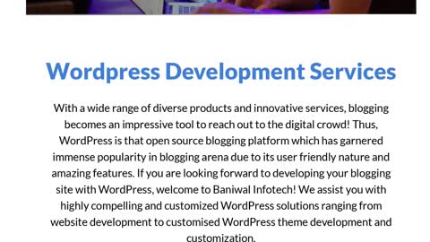 WordPress Development Services Provider Company | Baniwal Infotech